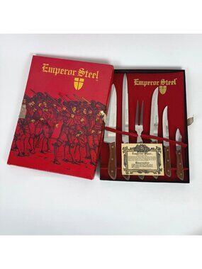 Vintage NOS Emperor Steel Savory 6 Piece Stainless Steel Tempered Cutlery Set w/